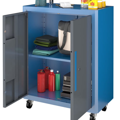 Upgraded Metal Tool Chest on Wheels, 2 Locking Doors, 360? Casters & Foot Pads, Large Capacity Mobile Tool Cabinet with Adjustable Organizer