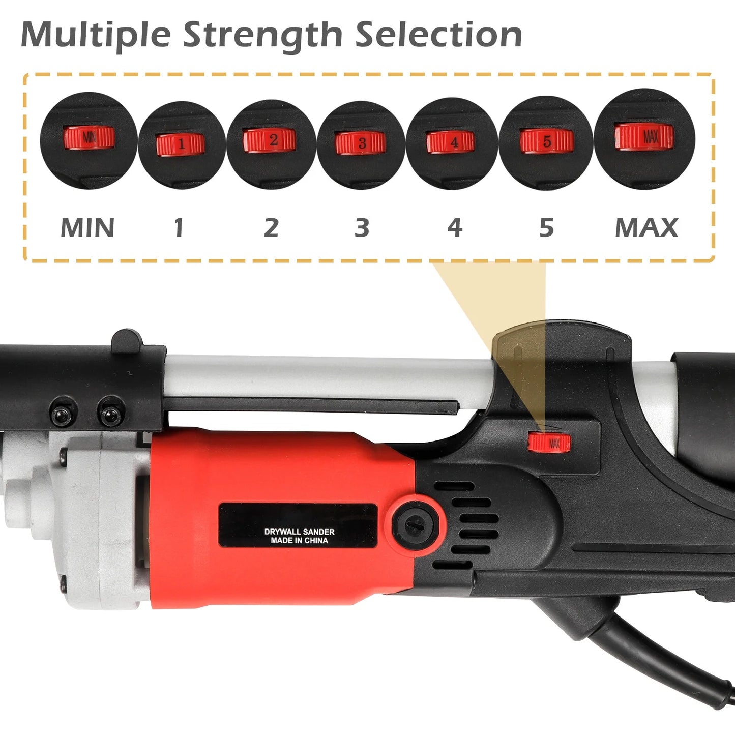 ZenStyle Commercial Electric Drywall Sander 800W Adjustable Speed with Sanding Pads