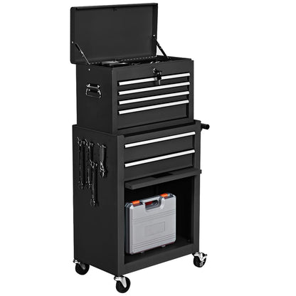 Costway 2 in 1 Rolling Cabinet Storage Chest Box Organizer w/6 Drawers Black