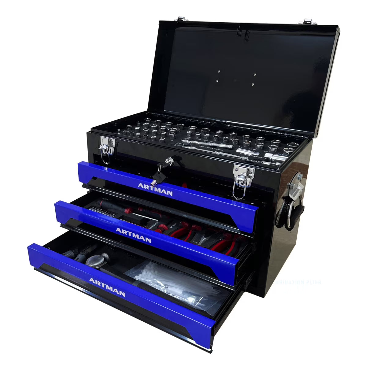 799PCS Aluminum Trolley Case Tool Set, Complete Tool Box Set with Rolling Wheels, Household Hand Tools Kit for Men, Silver