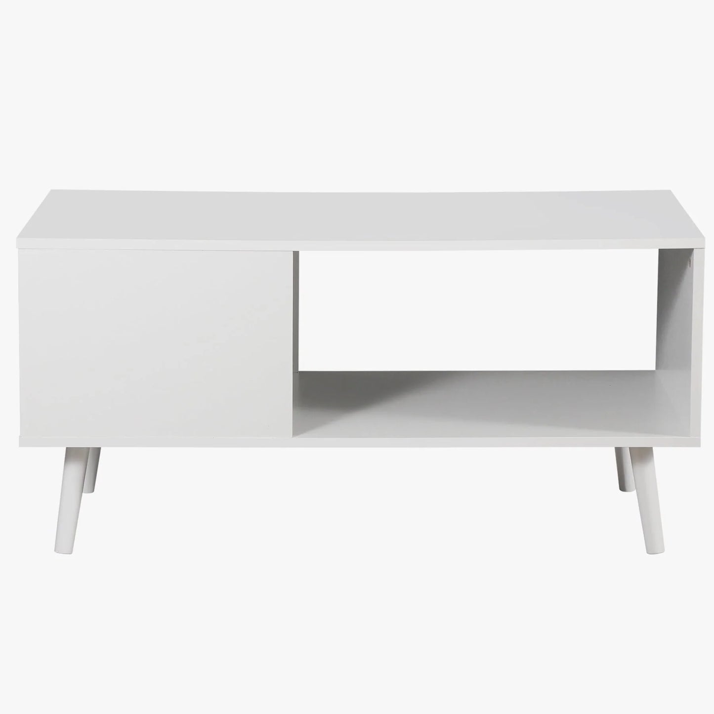 ZENSTYLE Durable MDF Coffee Table with Open Storage Shelf for Living Room Modern Furniture White
