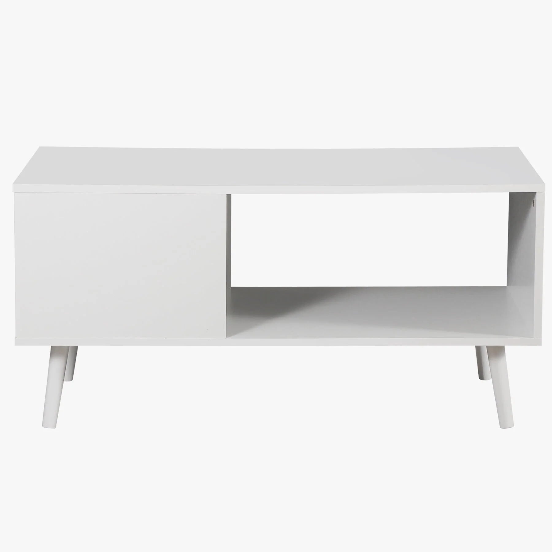 ZENSTYLE Durable MDF Coffee Table with Open Storage Shelf for Living Room Modern Furniture White