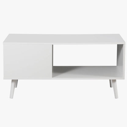 ZENSTYLE Durable MDF Coffee Table with Open Storage Shelf for Living Room Modern Furniture White