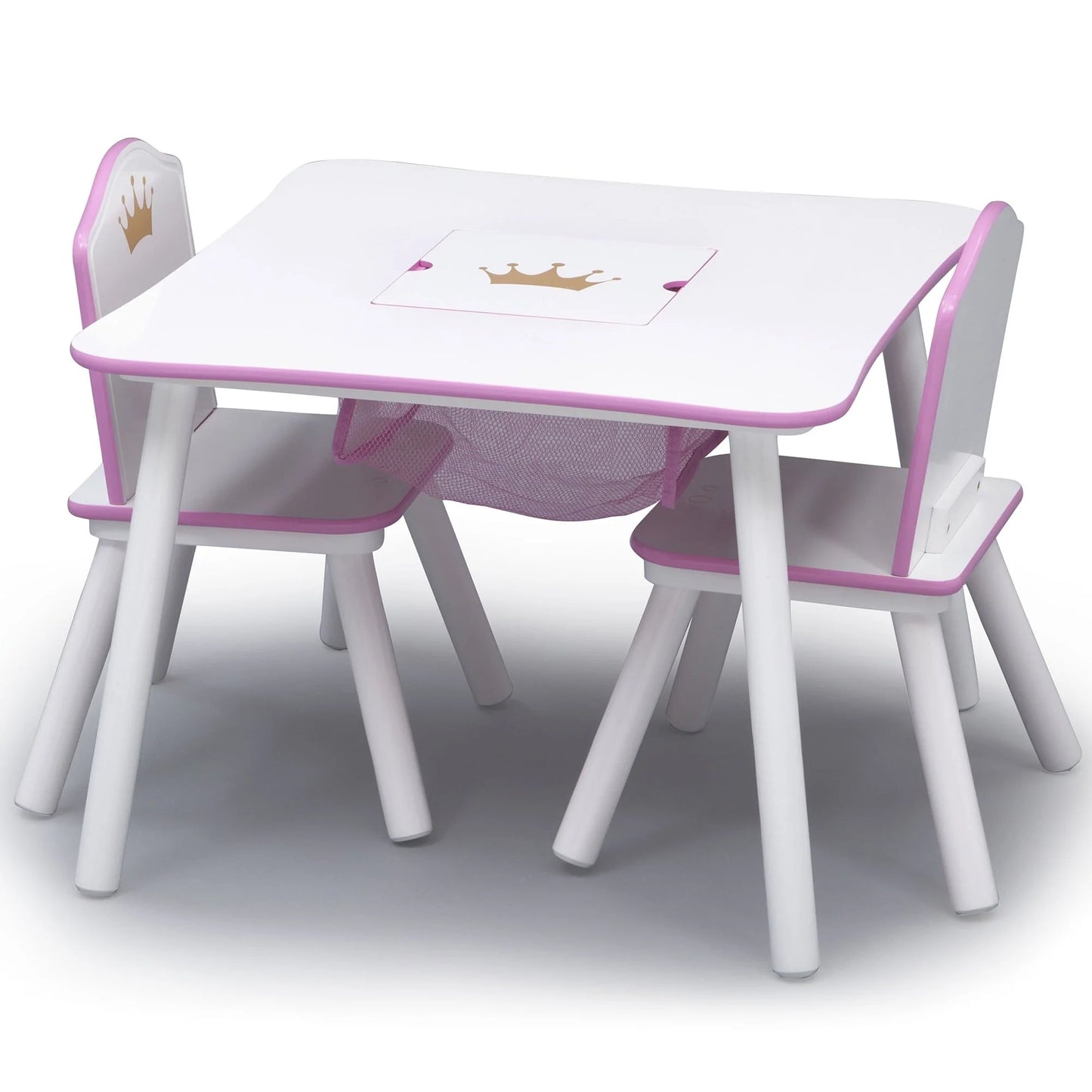 Delta Children Princess Crown Toddler Table and Chair Set with Storage, Greenguard Gold, Wood, Pink
