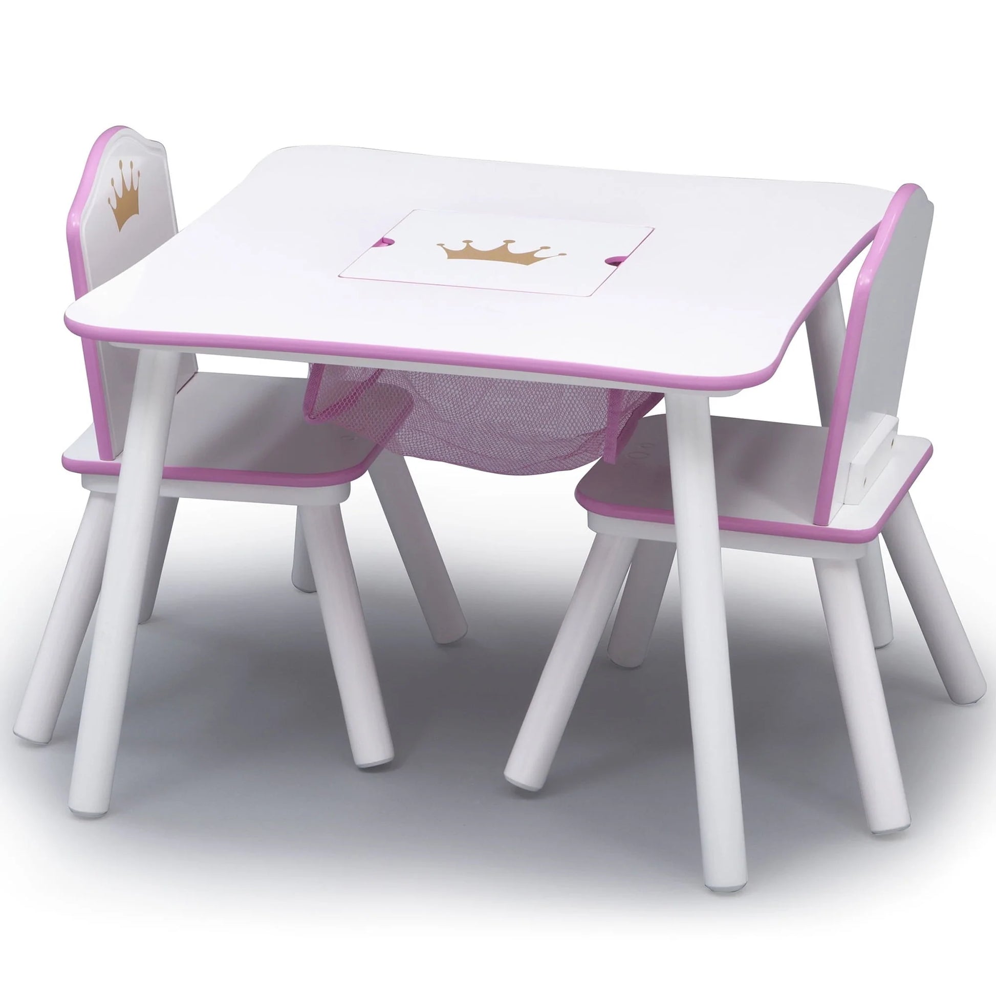 Delta Children Princess Crown Toddler Table and Chair Set with Storage, Greenguard Gold, Wood, Pink