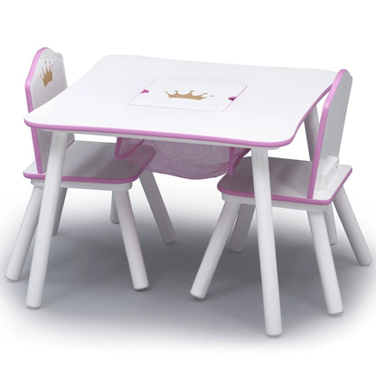 Delta Children Princess Crown Toddler Table and Chair Set with Storage, Greenguard Gold, Wood, Pink