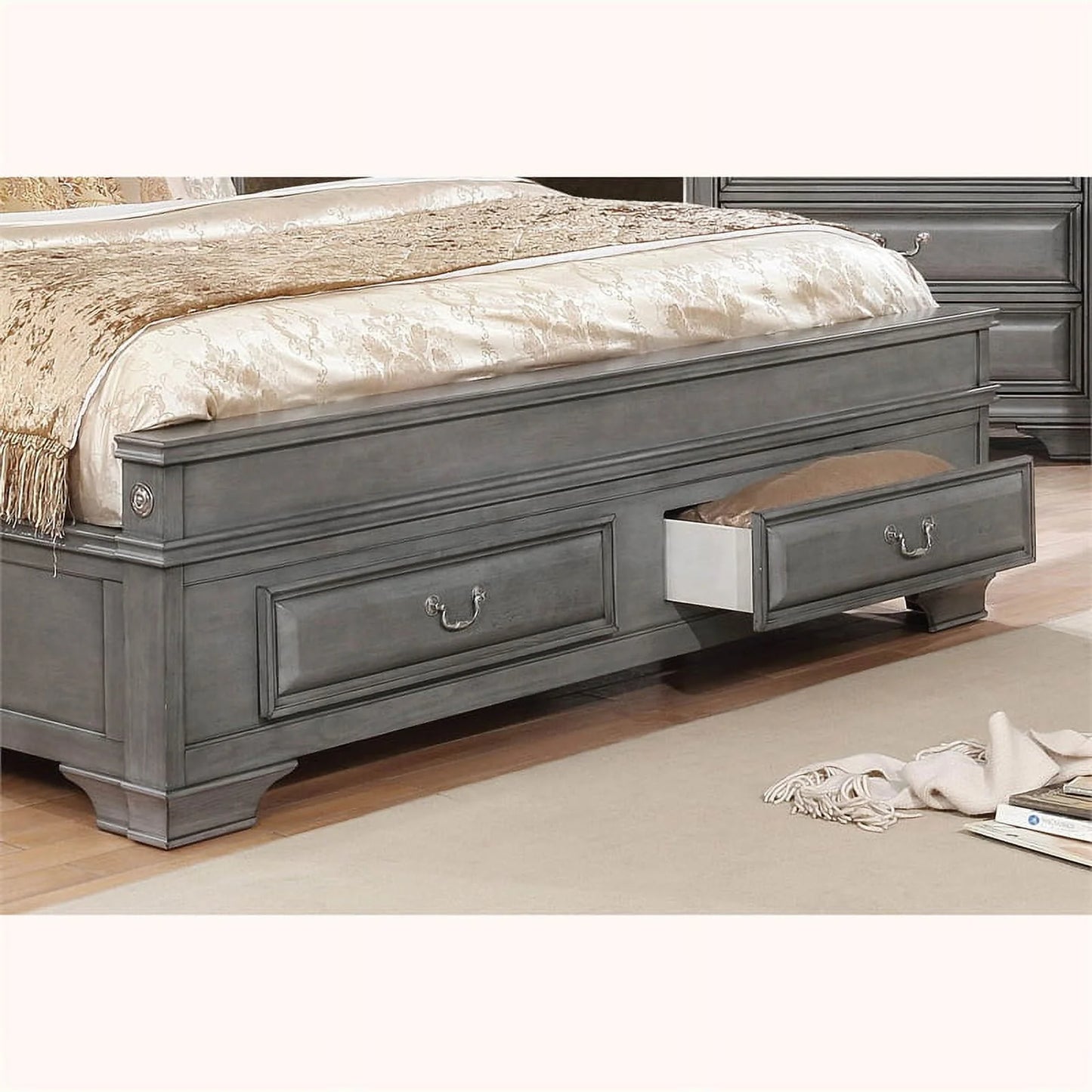 Furniture of America Bradford Wood King Storage Platform Bed in Gray