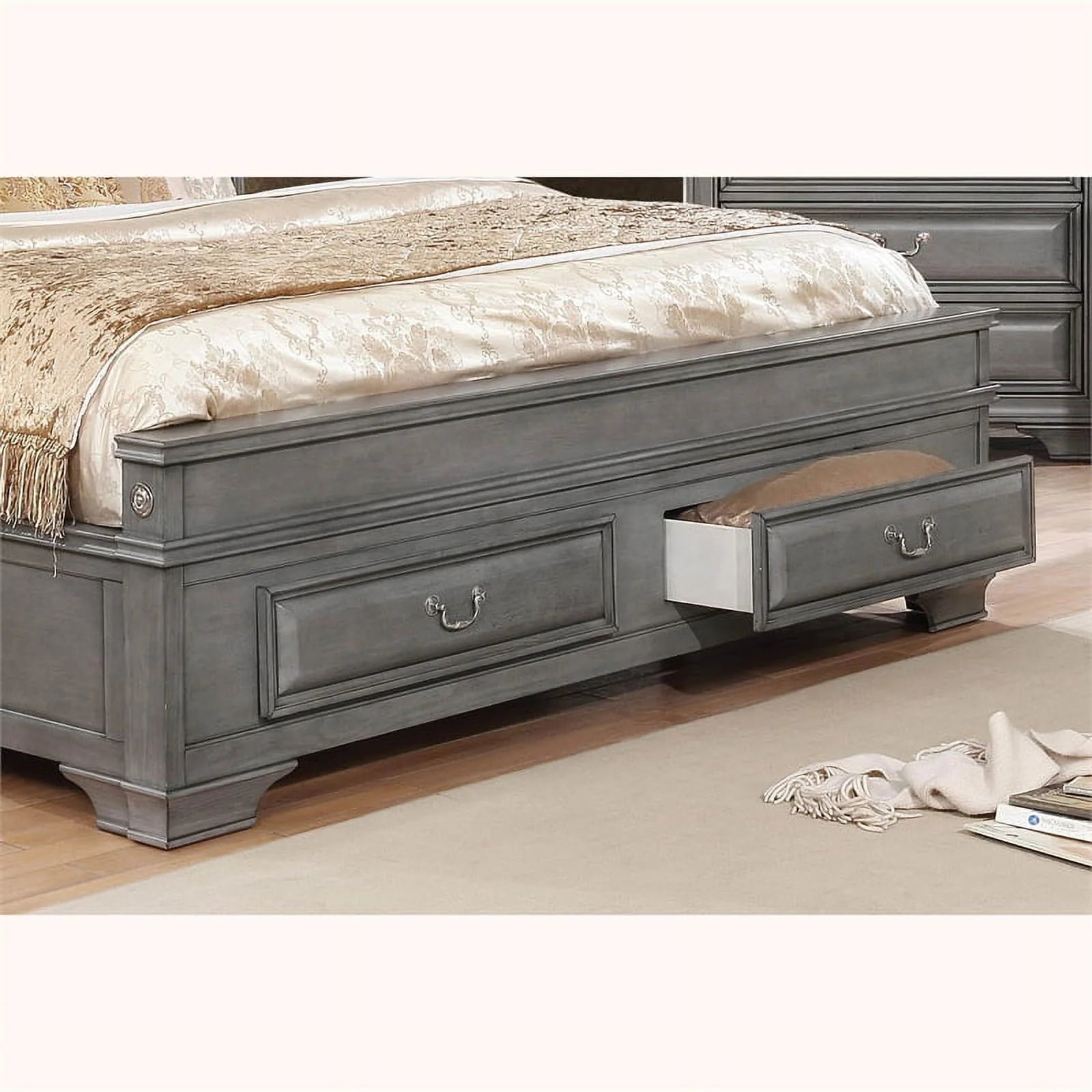 Furniture of America Bradford Wood King Storage Platform Bed in Gray