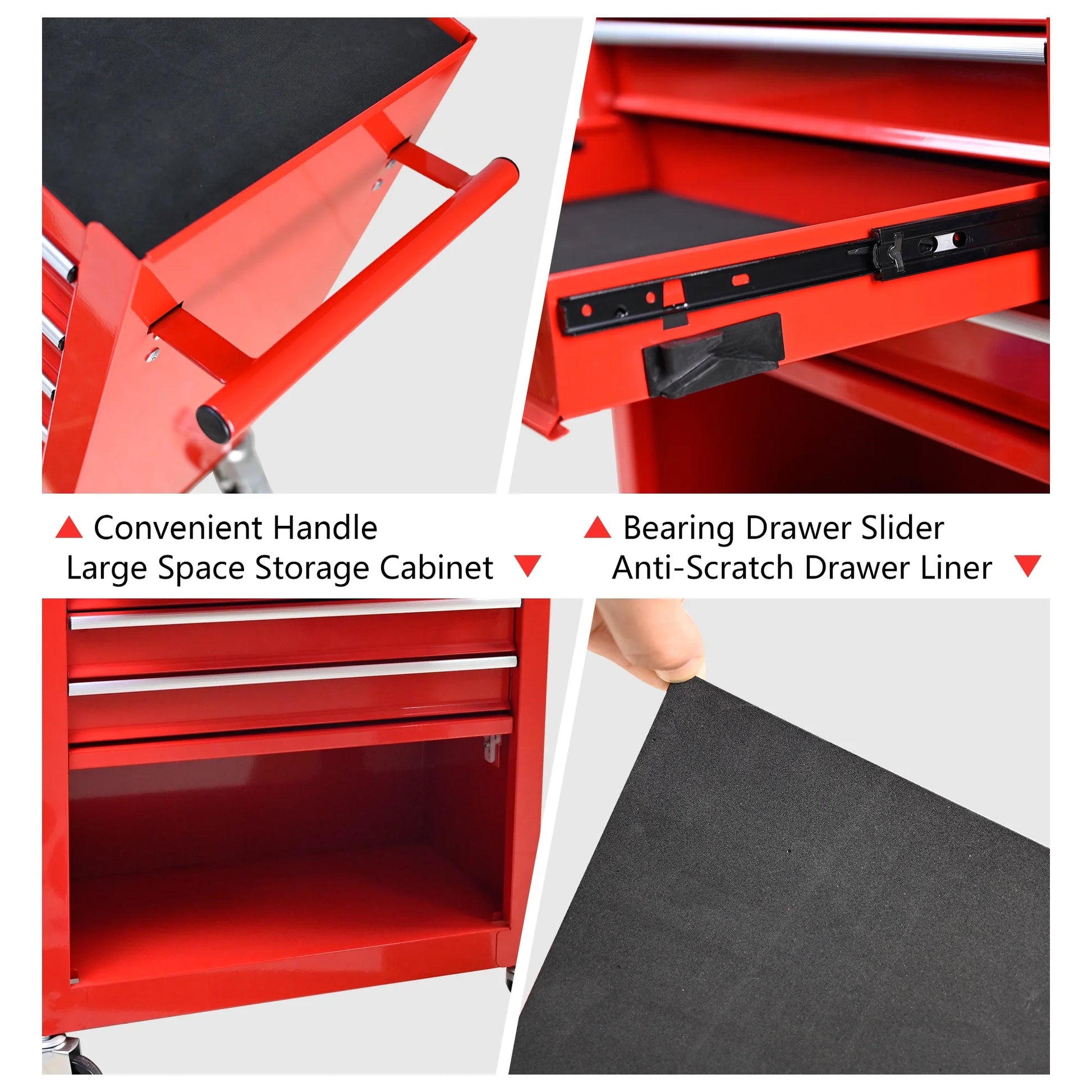 Noaman 4-Drawer Rolling Tool Cart w/Lockable Interlock System - Steel Mechanic Tool Chest for Garage & Workshop