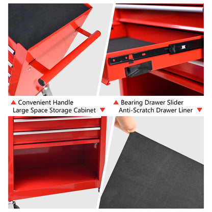 Noaman 4-Drawer Rolling Tool Cart w/Lockable Interlock System - Steel Mechanic Tool Chest for Garage & Workshop