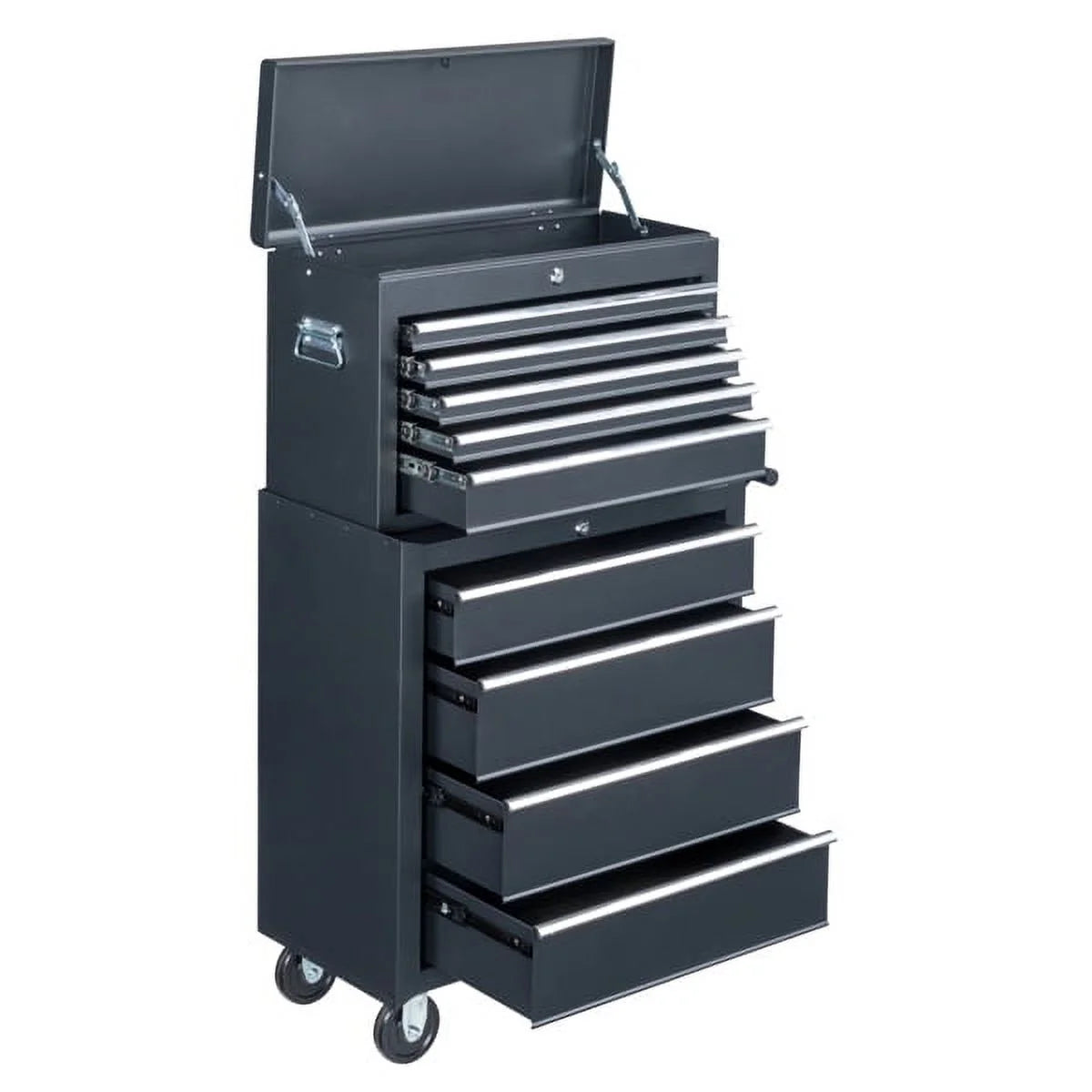 Heavy-Duty Steel Tool Box with 5 Drawers - 24" Black Rolling Tool Chest Cabinet for Garage & Workshop (Lockable, 150lb Capacity)