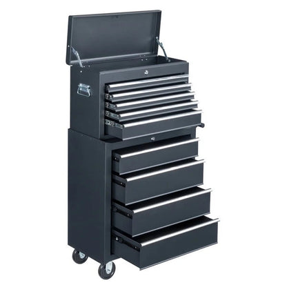 Heavy-Duty Steel Tool Box with 5 Drawers - 24" Black Rolling Tool Chest Cabinet for Garage & Workshop (Lockable, 150lb Capacity)