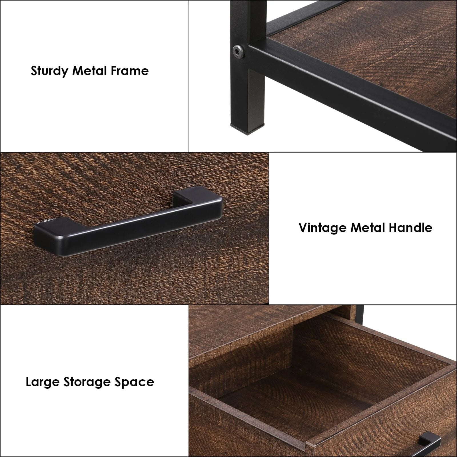 Homfa Console Table with Drawers, 43.3'' Hallway Entryway Table with 3 Tier Storage, Sofa Table for Living Room, Espresso
