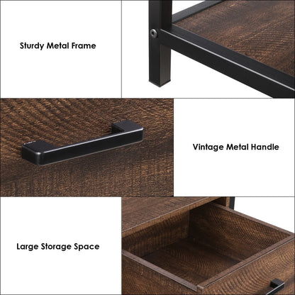 Homfa Console Table with Drawers, 43.3'' Hallway Entryway Table with 3 Tier Storage, Sofa Table for Living Room, Espresso