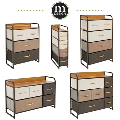 mDesign Large Storage Dresser Furniture with 7 Fabric Drawers, Multi/Dark Brown