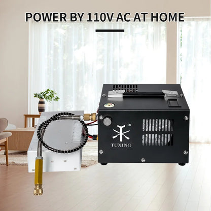 TUXING 4500Psi PCP Air Compressor w/Built-in Transformer, One-Button Start for PCP Rifles, Paintball Guns, Diving Tanks