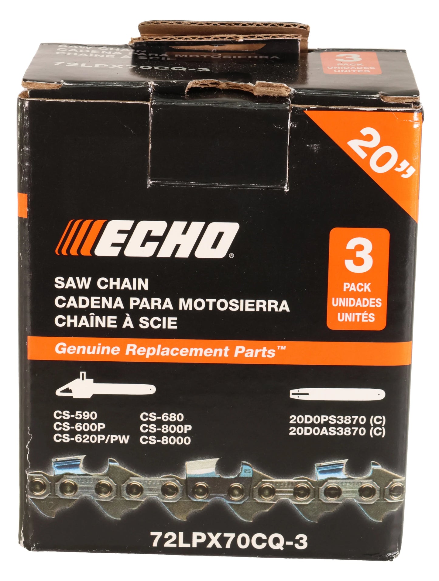 Echo 3 Pack Genuine OEM 20" Cutting Chain for CS-620P Saw - 72LPX70CQ-3PK