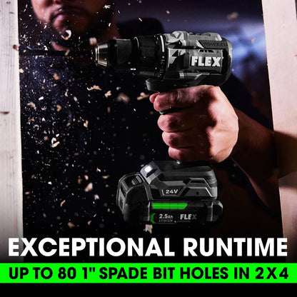 FLEX FXM201-2A 24V BRUSHLESS CORDLESS 2 TOOL COMBO KIT 1/2" 2 SPEED DRILL DRIVER & 1/4" HEX IMPACT DRIVER W/2 2.5H LITHIUM BATTERY + CHARGER