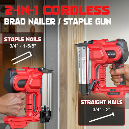 Gauge Electric Nail Gun Compatible with Milwaukee Battery,2 in 1 Cordless Brad Nailer and Stapler with 18GA Nails/Staples,Battery for M18 18V Power,2 Firing Modes for Trim Wood Crafting DIY
