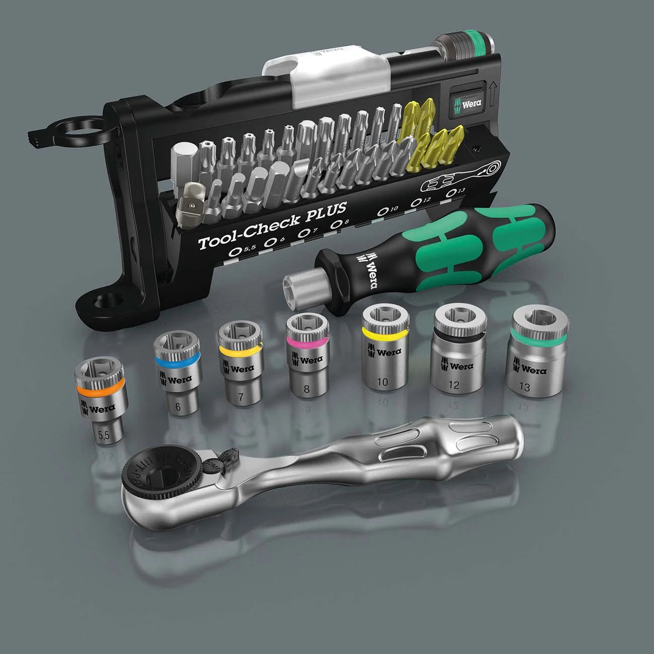 Wera 056491 Tool-Check Plus Bit Ratchet Set with Sockets - Imperial