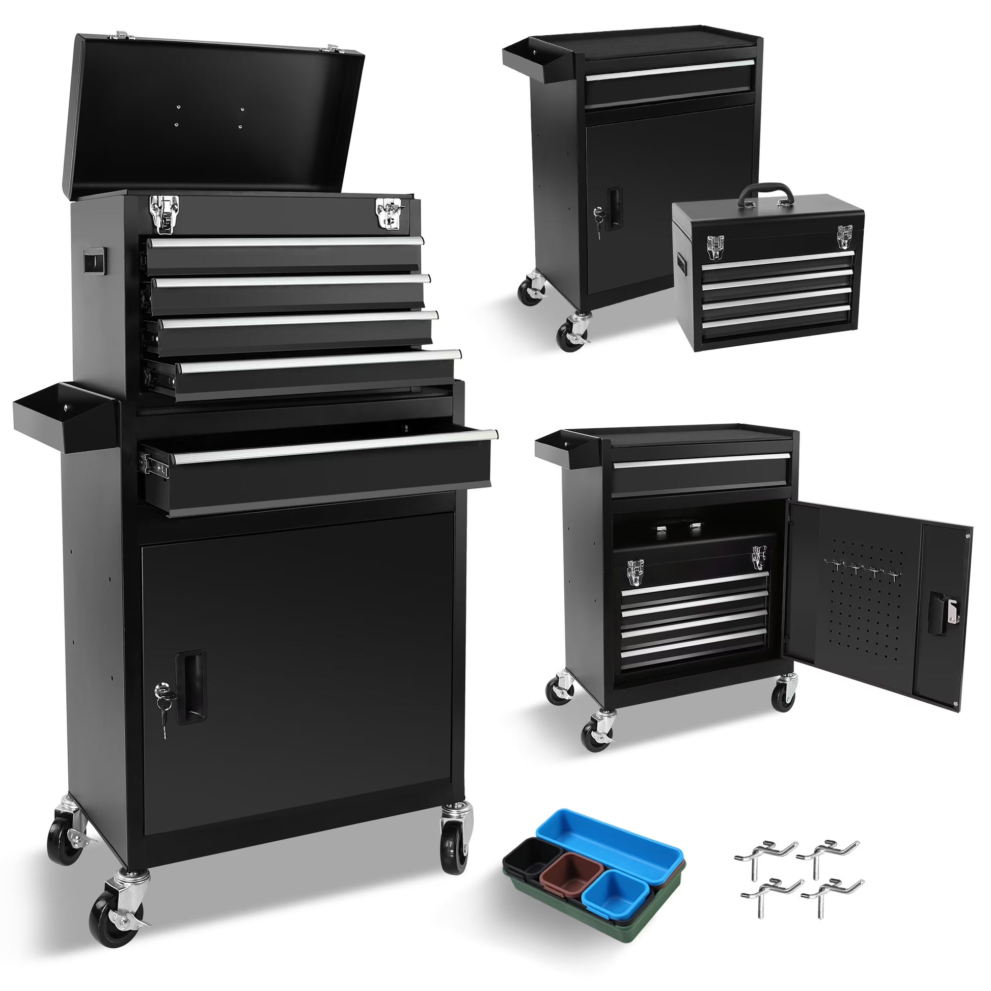 5-Drawer Rolling Tool Chest, High Capacity Tool Storage Cabinet W/Lockable Wheels