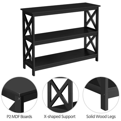 Easyfashion 3 Tier X-Design Console Table with Storage Shelves, Multiple Colors