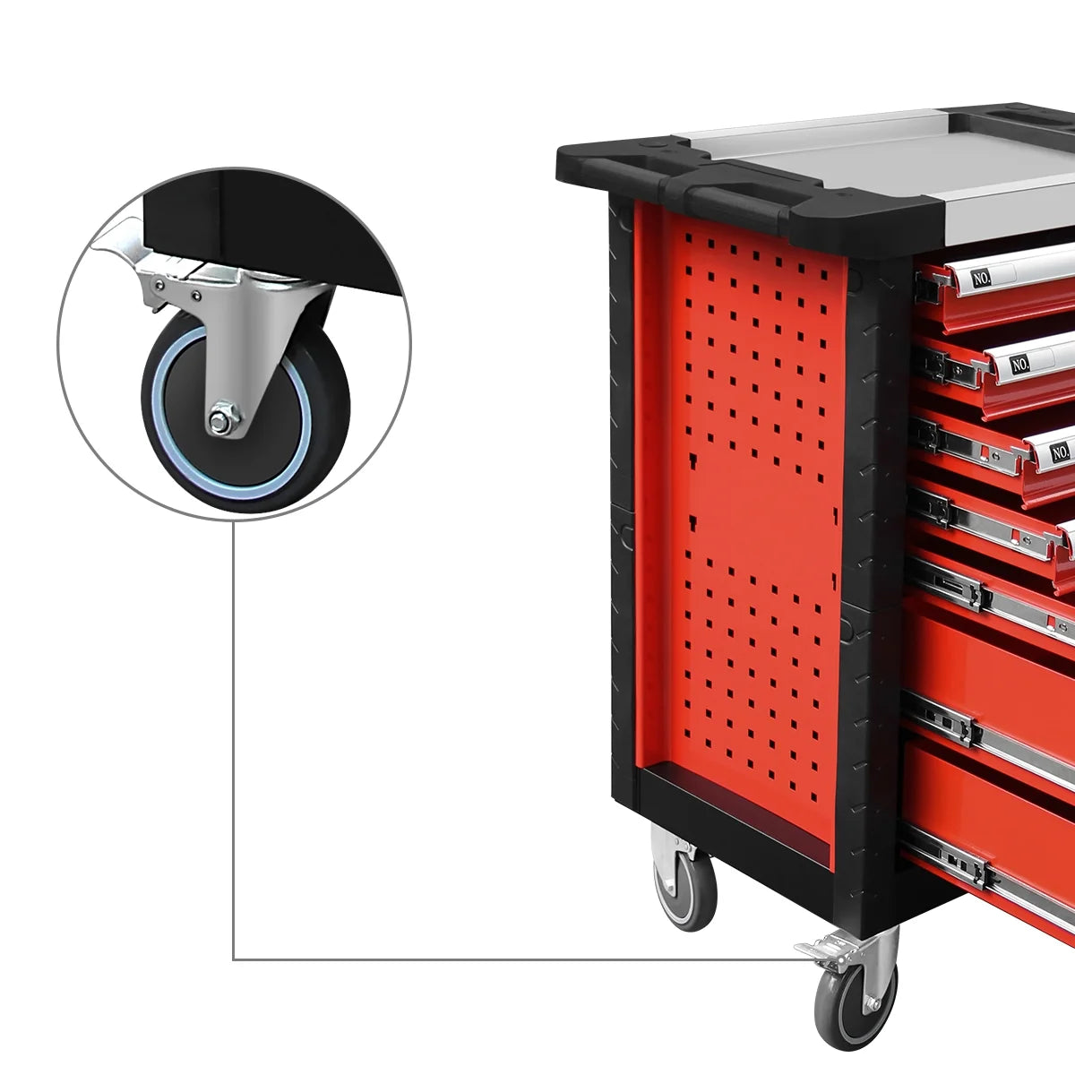 DNA Motoring 30" x 39 "x 18" 7-Drawer Large Utility Trolley Heavy Duty Rolling Lockable Slide Tool Cart Cabinet