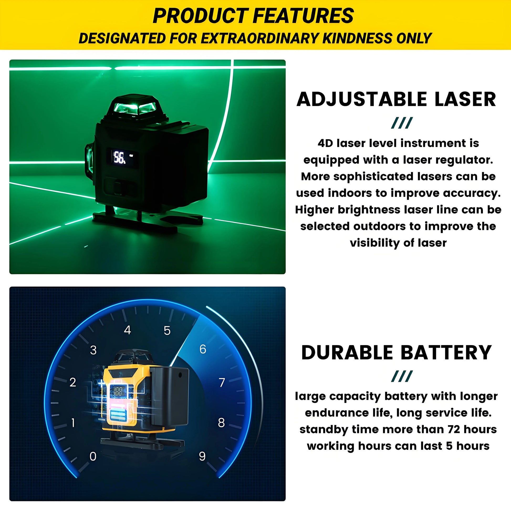 Laser Level,GOCHIFIX 16 Lines 4x360? Green Cross Laser Level Self Leveling with Tripod,Rotating Bracket,Remote Control,Lifting Platform,Rechargeable Battery and Storage Box