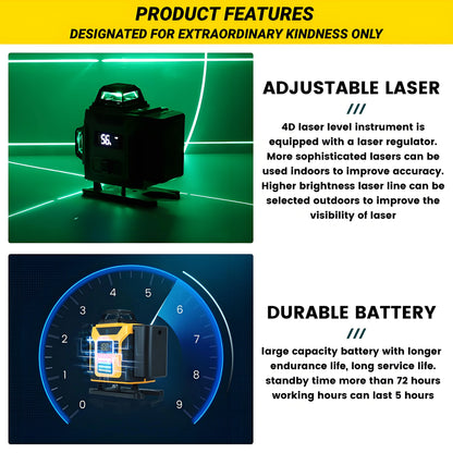 Laser Level,GOCHIFIX 16 Lines 4x360? Green Cross Laser Level Self Leveling with Tripod,Rotating Bracket,Remote Control,Lifting Platform,Rechargeable Battery and Storage Box
