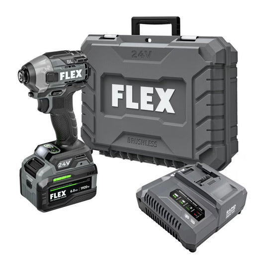 Flex 1/4"" Quick Eject Hex Impact Driver Kit w/Multi Mode Stacked Lithium Batte
