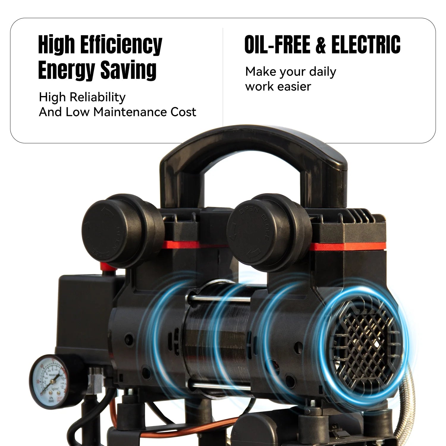 HPDMC Portable Oil-Free Air Compressor 120L/min 115psi, 110V 1-Phase with 2.5 Gallon Tank for Home, Garage & Workshop