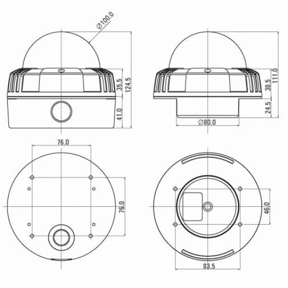 CNB V2815NVR Outdoor Dome Camera Intelligent IR 550TVL 20 Leds Vandal-Resitant ICR 3.8-9.5mm