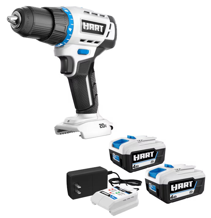 HART 20-Volt 1/2? Drill/Driver 2-Pack 4AH Battery Kit Bundle