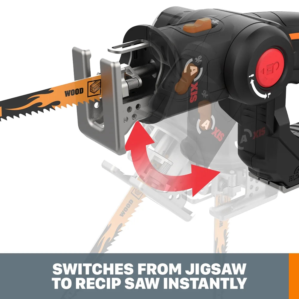 Worx WX550L.9 20V Power Share Axis Cordless Reciprocating & Jig Saw (Tool Only)