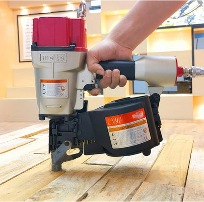 MEITE CN90 Industrial Coil Siding Nailer 15 Degree 2-1/4" to 3-1/2" Pneumatic Coil Nail Gun with Aluminum Housing