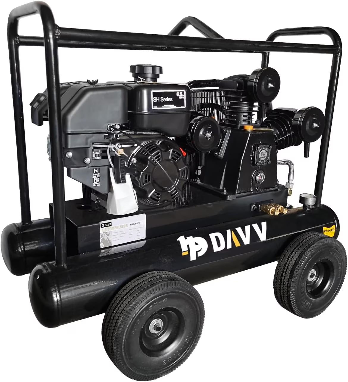 HPDAVV 6.5HP 120 PSI One Stage Gas Driven Piston Air Compressor 20 gal