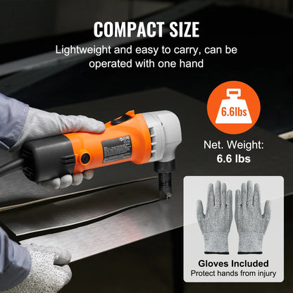 KFFKFF Sheet Metal Nibbler, 550W Powerful 2200 RPM High Speed, 360 Degree Rotation Electric Nibbler Metal Cutter, Straight Curve and Circle Cutting for Stainless Steel, Aluminum, Plastic