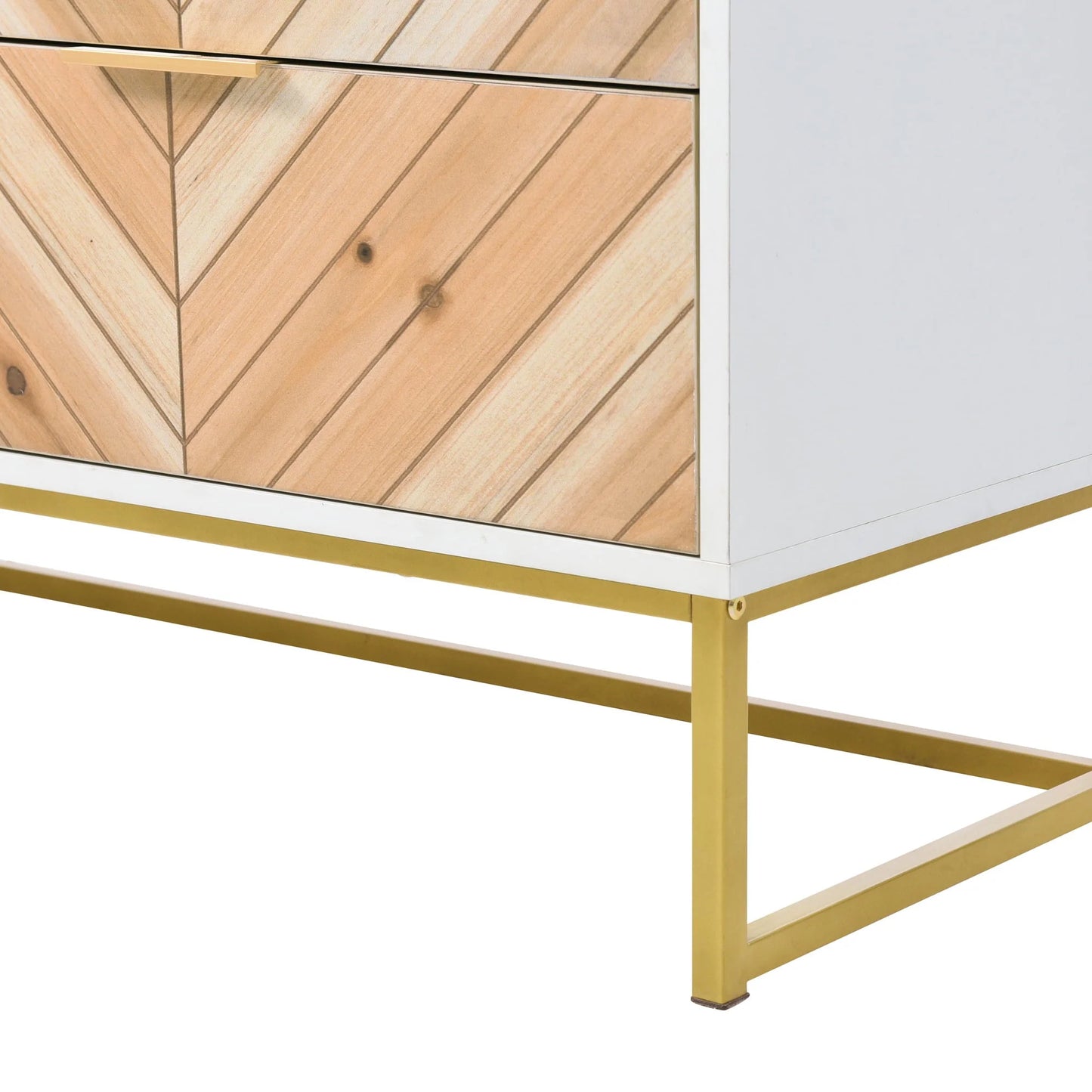 Modern Wood Dresser, 6 Drawer Dresser for Bedroom with Wide Drawers and Metal Handles, Storage Chest of Drawers, Storage Organizer Cabinet Accent Cabinet for Living Room Hallway Entryway,White+Natural