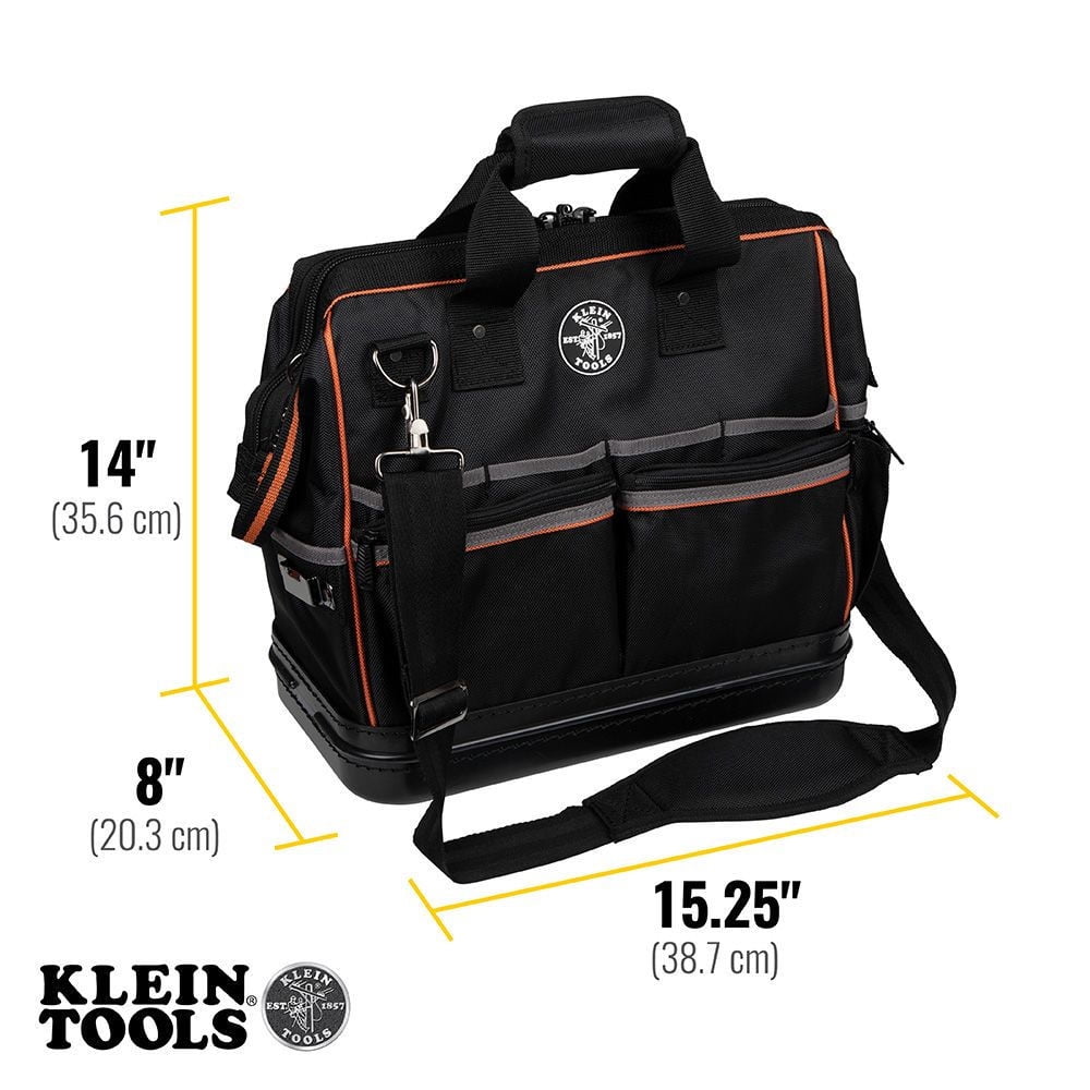 Klein Tools 55431 Black & Orange Tradesman Pro 31 Pocket Lighted Tool Bag