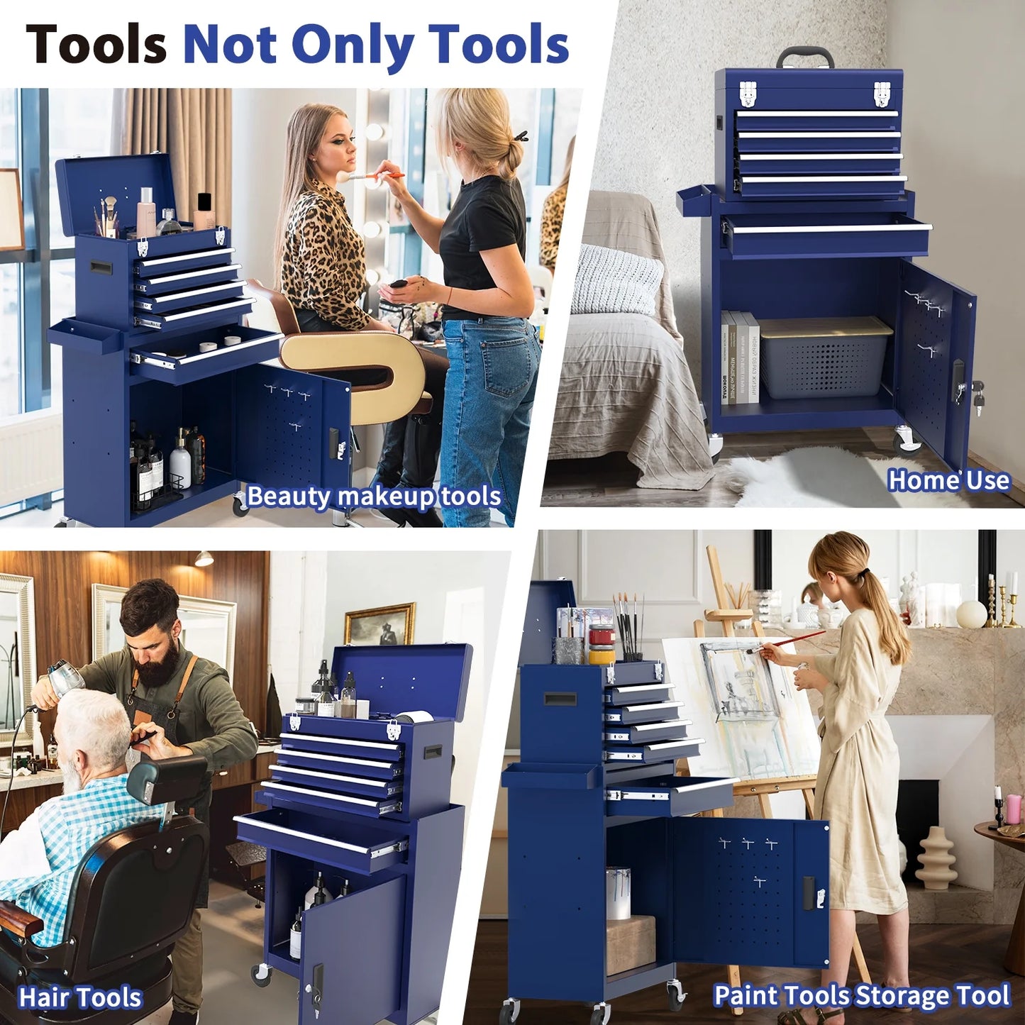 5 Drawer Mechanic Tool Chest with Wheels Heavy Duty Rolling Tool Box Cabinet Keyed Locking System Toolbox Organizer for Workshop Darkblue