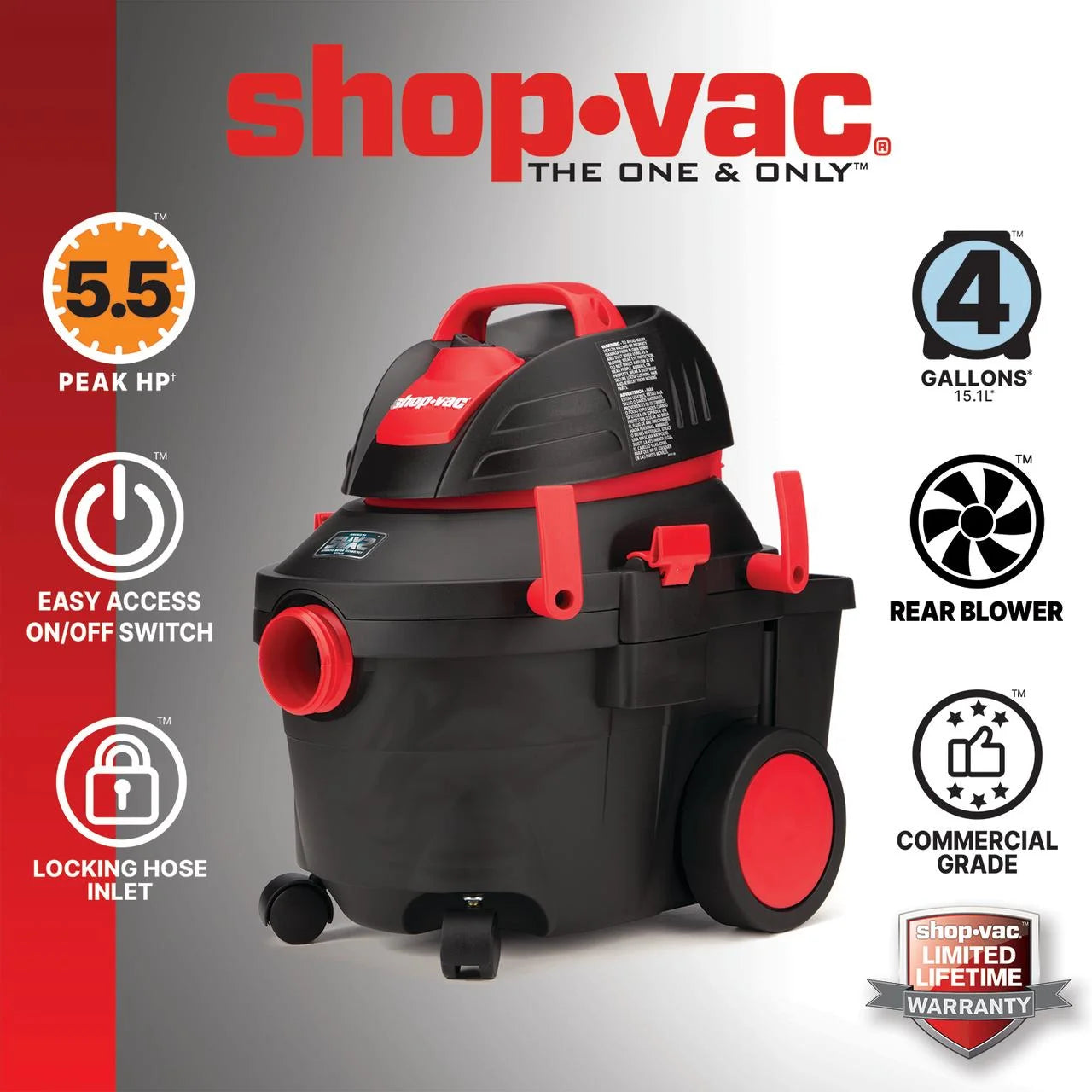 Shop-Vac 4 Gallon 5.5 Peak HP Wet Dry Vacuum with SVX2 Motor Technology, Model 5914411