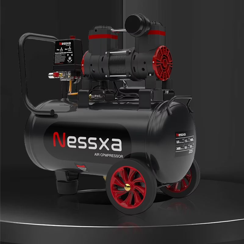 14-Gallon ultra-quiet air compressor 70dB, 2HP horsepower, 8.75CFM flow, maximum 116PSI pressure, oil-free design, 110V voltage, suitable for car repair, painting, and carpentry nailing operations