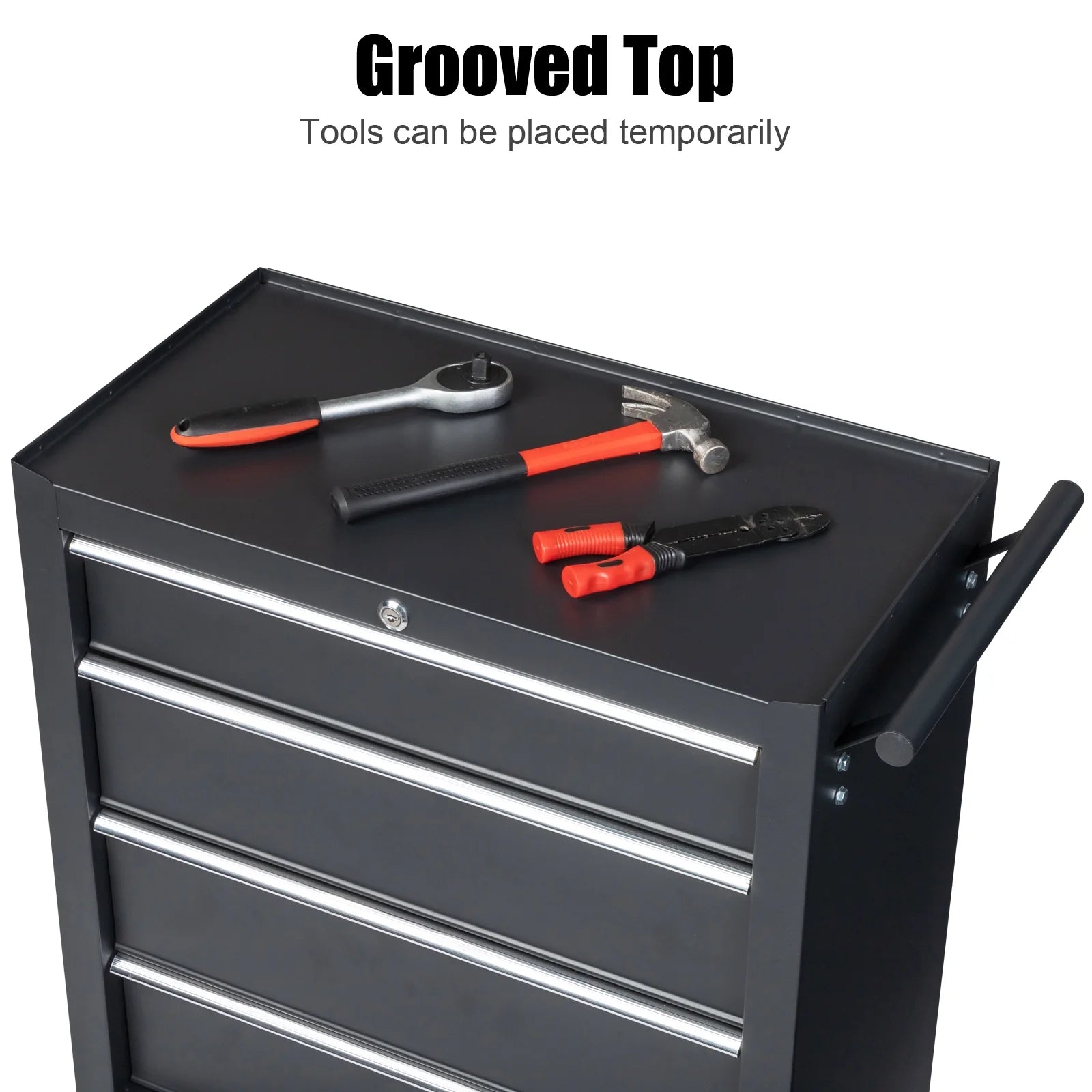 Ktaxon 4-Drawer Tool Chest Rolling Tool Cabinet with Wheels, Black - Portable