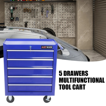 5 Drawer Rolling Tool Chest, Steel Tool Storage Cabinet for Garage Storage with 4 Wheels and Locker