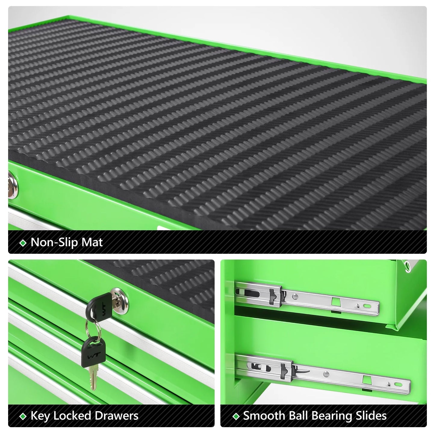 DNA Motoring TOOLS-00399 7 Drawers Garage Warehouse Workshop Rolling Tool Cabinet Chest With Top Antiskip Mat+Swivel Casters