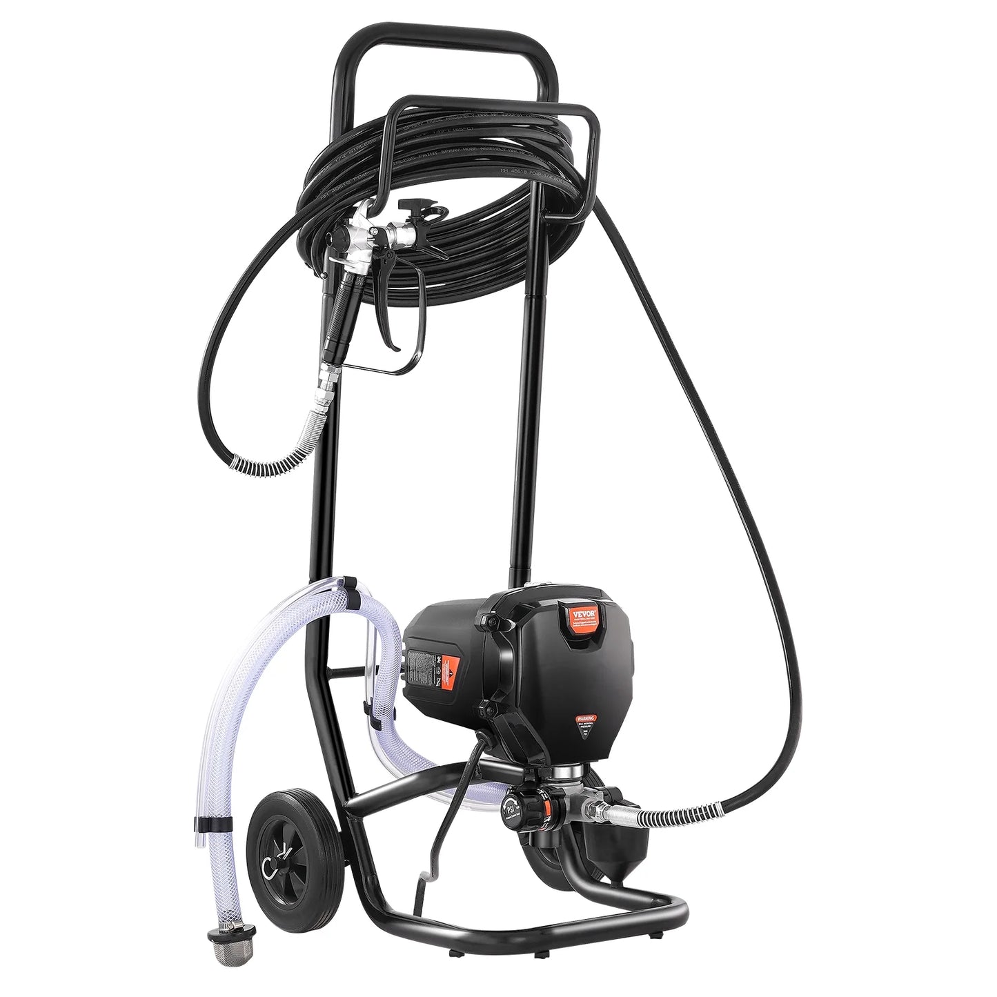 VEVOR 750W Stand Airless Paint Sprayer, 3000PSI High Efficiency Electric Airless Sprayer With Cart, Paint Sprayers for Home Interior and Exterior Furniture and Fences, Fine And Even Painting Effect