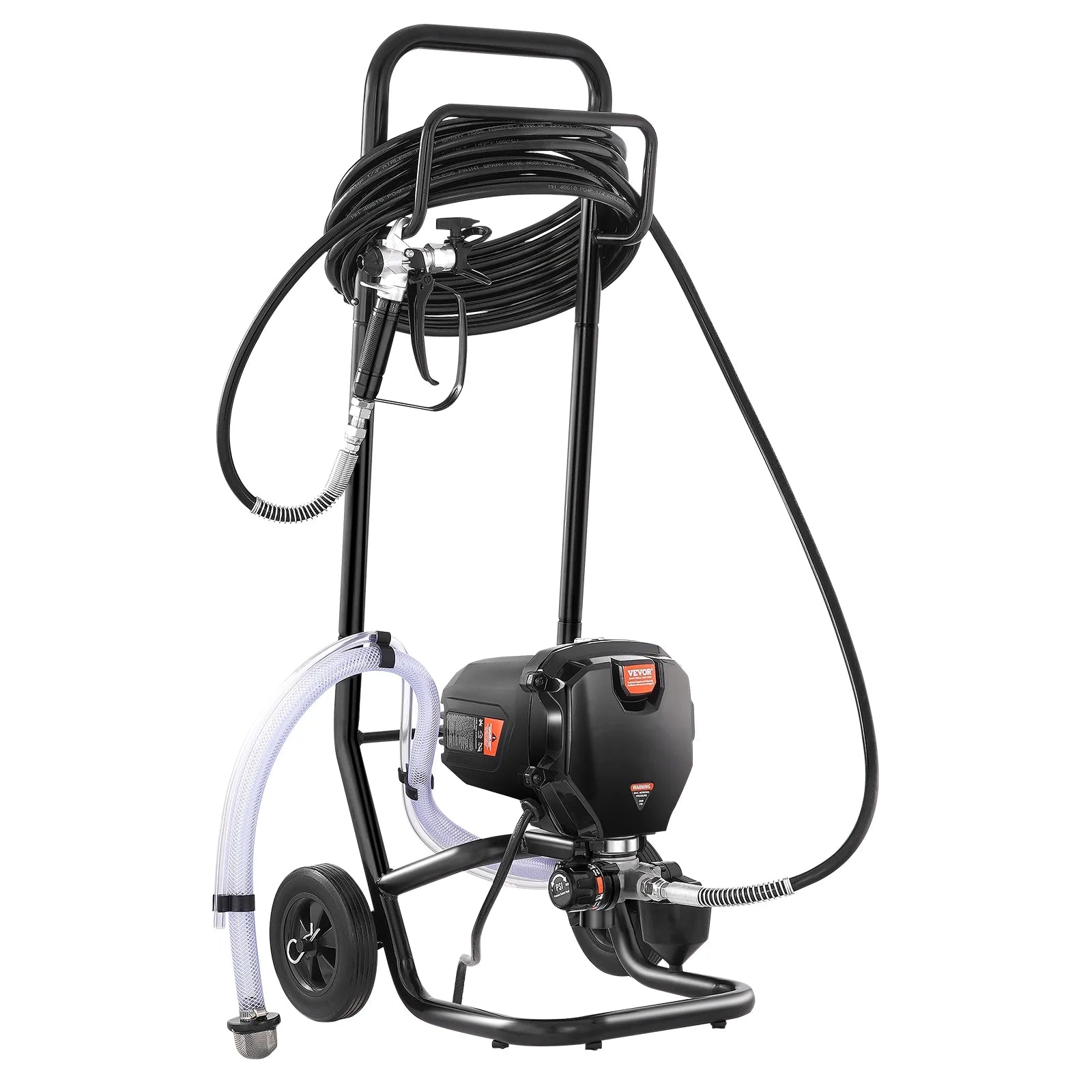 VEVOR 750W Stand Airless Paint Sprayer, 3000PSI High Efficiency Electric Airless Sprayer With Cart, Paint Sprayers for Home Interior and Exterior Furniture and Fences, Fine And Even Painting Effect