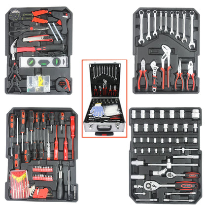 Seizeen 899PCS Tool Set Professional, Mobile Tool box on Wheels with Handle, Mechanics Tool Set W/Hand Tool, Ratchets& Socket Set, Screwdriver Set, 4-layer Tool Case & Tool Kit COMB, Silver