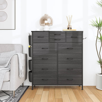 GIKPAL Black Dressers for Bedroom with 12 Drawer Tall Dresser Chest of Drawers Fabric Storage Dressers for Living Room