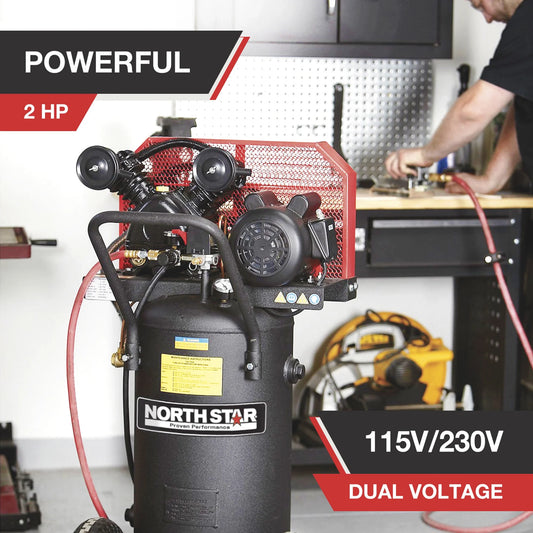 NorthStar Single-Stage Portable Electric Air Compressor, 2 HP, 20-Gallon, 5.0 CFM, Vertical